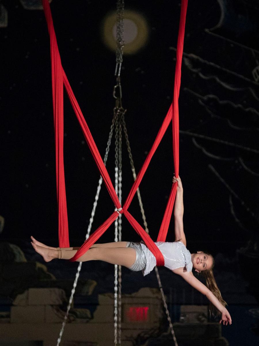 COVB Recreation Department's Aerial Antics Youth Circus member Annabelle Richards on the aerial hammock