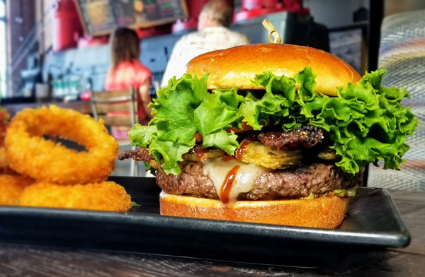 The Cowboy Burger at American Icon Brewery in Vero Beach, Florida 