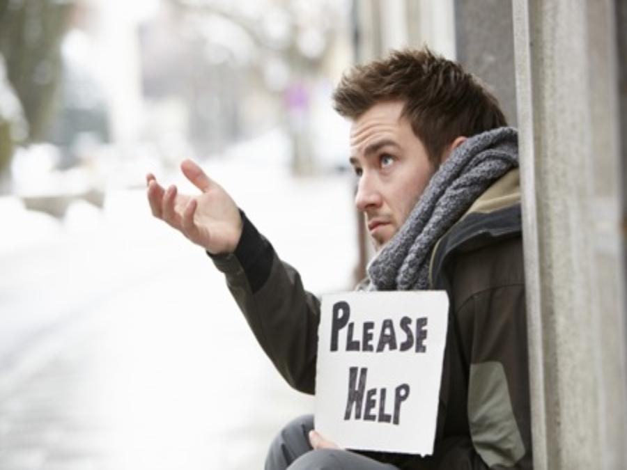 Man begging in street