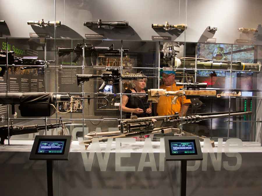Couple looking at displays in museum
