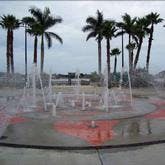 fountains spraying water into air