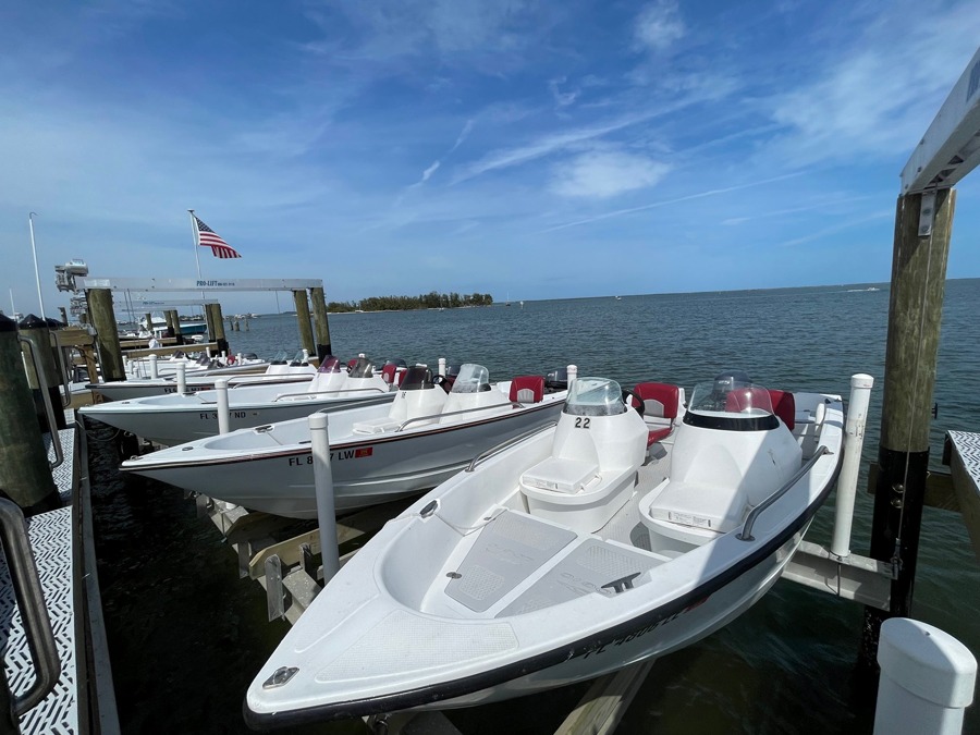 Boats for use at Oyster Point and Oyster Bay Resort 